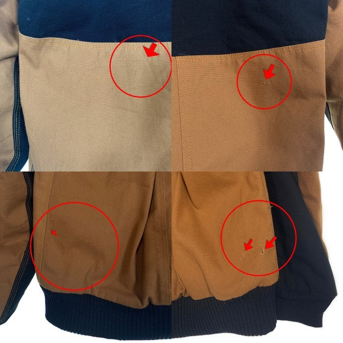 Carhartt カーハート リメイク品 ダック地 ジップアップジャケット パーカー ブラック ブラウン Size L 相当 福生店