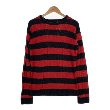 NUMBER(N)INE DENIM ナンバーナインデニム ボーダー ケーブルニットセーター レッド ブラック Size L 福生店