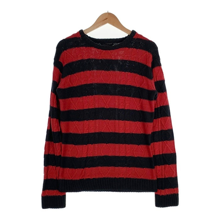 NUMBER(N)INE DENIM ナンバーナインデニム ボーダー ケーブルニットセーター レッド ブラック Size L 福生店