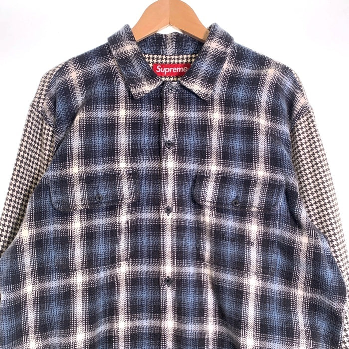 SUPREME シュプリーム Houndstooth Plaid Flannel Shirt 長袖 プレイド フランネル シャツ ブルー グレー Size M 福生店