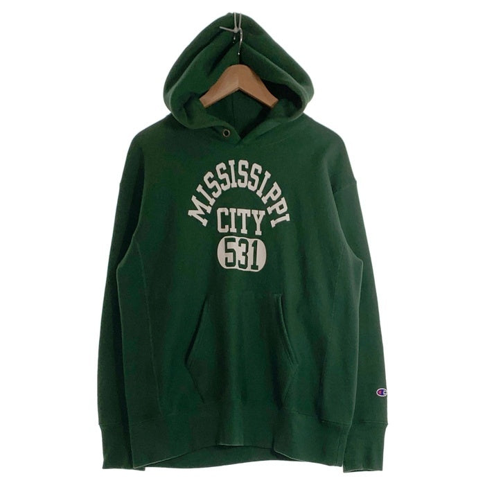 Champion チャンピオン REVERSE WEAVE リバースイーブ MISSISSIPPI CITY 531 青タグ 復刻 プルオーバー フーディー パーカー グリーン C8-Y124 Size L 福生店