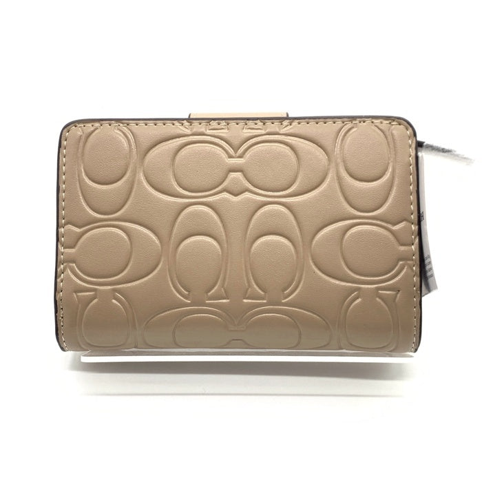 COACH コーチ CM241 ミディアム コーナー ジップ ウォレット・シグネチャー 二つ折り財布 ベージュ 福生店
