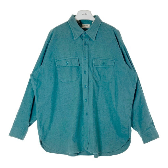 L.L.Bean エルエルビーン G-706 USA製 無地 ネルシャツ ターコイズブルー size19 瑞穂店