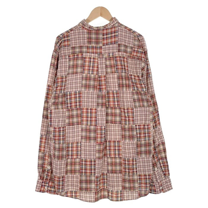 90's STUSSY ステューシー コットン パッチワークチェックシャツ 長袖 ドラゴン刺繡 マルチ インド製 紺タグ Size L 福生店