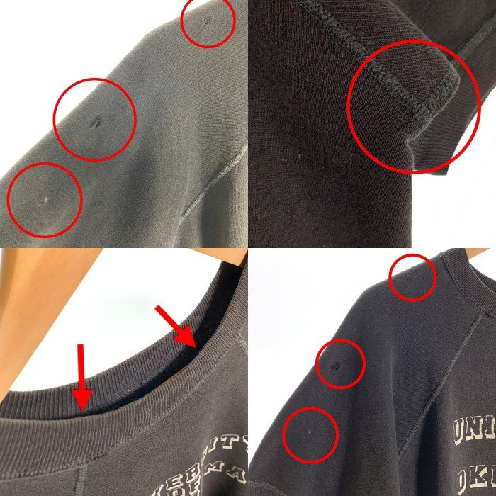 60's UNIVERSITY OF OKLAHOMA 半袖 クルーネックスウェット チャコール ブラック Size L相当 福生店