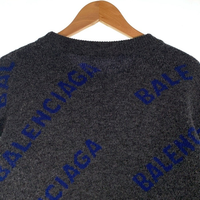 BALENCIAGA バレンシアガ 20AW ALL OVER LOGO CREWNECK クルーネック ニット セーター グレー 623283 T1567 Size M 福生店