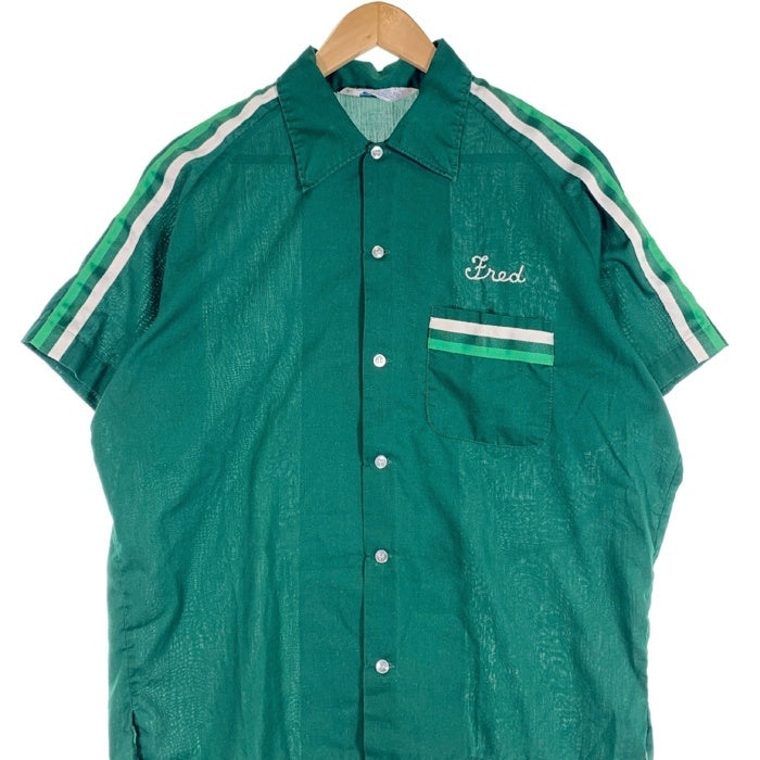 70's Hilton ヒルトン ボーリングシャツ 半袖 グリーン USA製 Size L 福生店