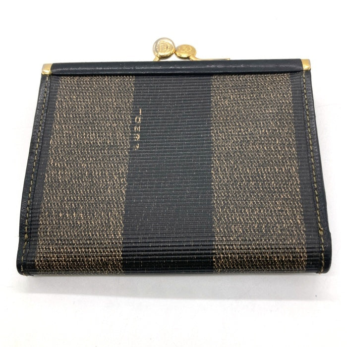 FENDI フェンディ ペカン柄 がま口財布 ブラックxブラウン 瑞穂店