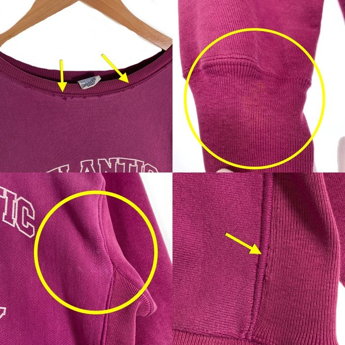 90's Champion チャンピオン REVERSE WEAVE リバースウィーブ 刺繍タグ ATLANTIC UNIVERSITY クルーネックスウェット ピンク Size L 福生店