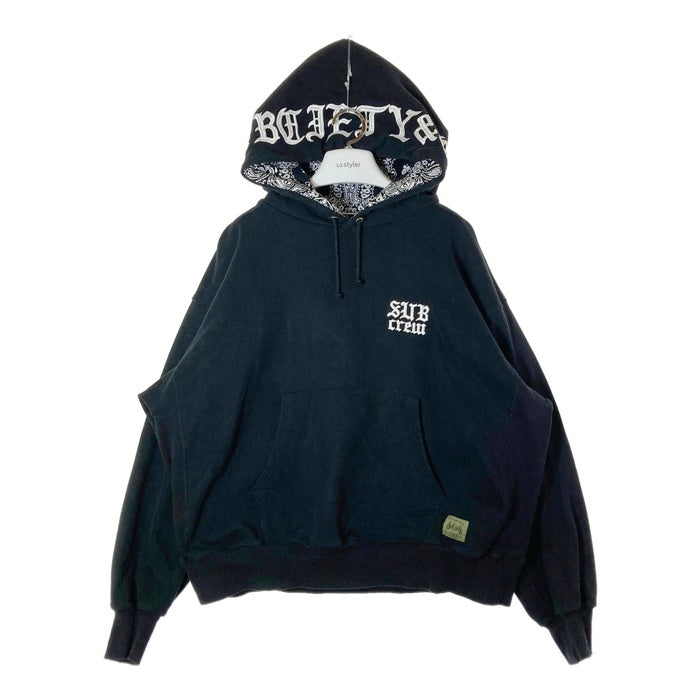 Subciety サブサエティ SUBcrew エンブロイダリー プルオーバーパーカー ブラック sizeL 瑞穂店