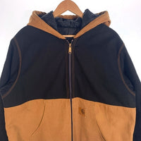 Carhartt カーハート リメイク品 ダック地 ジップアップジャケット パーカー ブラック ブラウン Size L 相当 福生店