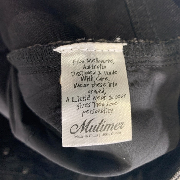 Mutimer ペンキ加工 ブラックデニム ワイドパンツ 裾カットオフ Size 32 福生店