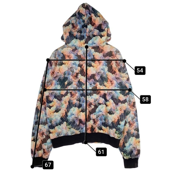 PHENOMENON フェノメノン 総柄 ジップアップ フーディー パーカー マルチカラー Size L 福生店