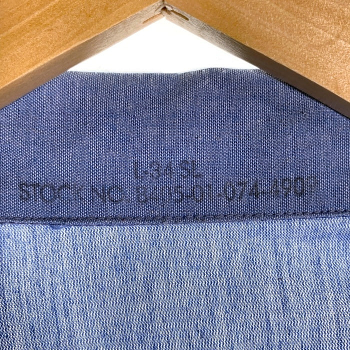 90's U.S. NAVY 米海軍  ミリタリー 長袖 シャンブレー シャツ ライトブルー 8405-01-074-4907 Size L 福生店