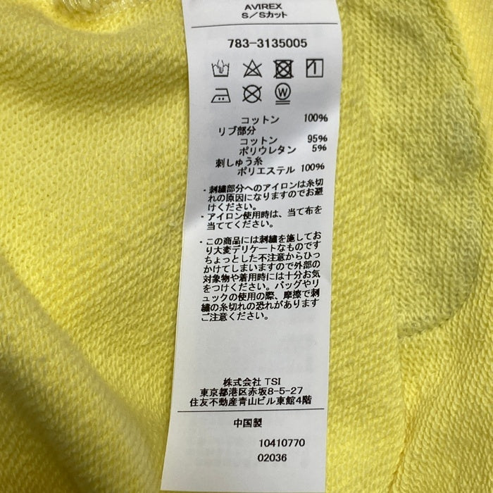AVIREX アヴィレックス 783-3135005 WEST COAST FADE WASH S/S SWEAT 半袖スウェット イエロー sizeM 瑞穂店