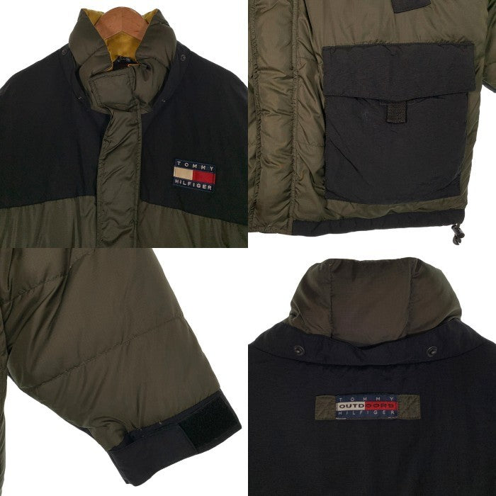 90-00's TOMMY HILFIGER トミーヒルフィガー ダウンジャケット オリーブ ブラック Size XL 福生店