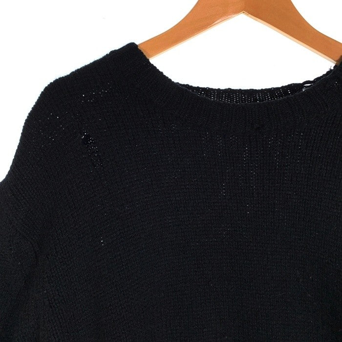 UNUSED アンユーズド 3g crew neck damage knit ダメージ加工 ウールニットセーター ブラック US1925 Size 4 福生店