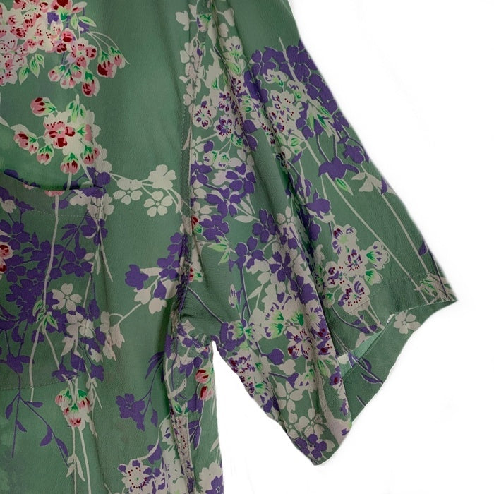 SUN SURF サンサーフ RAYON HAWAIIAN SHIRT CHERRY BLOSSOMS レーヨン 半袖 ハワイアン シャツ グリーン SS38319 Size M (15-15 1/2) 福生店