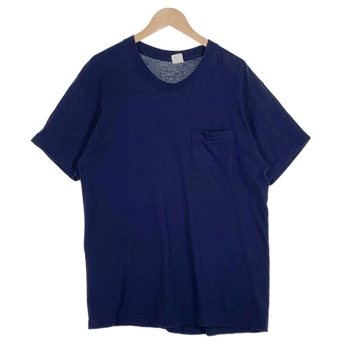 80's FRUIT OF THE LOOM フルーツオブザルーム 半袖 ポケット Tシャツ ネイビー USA製 Size XL (46-48) 福生店