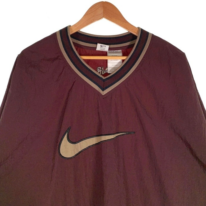 NIKE ナイキ ナイロン プルオーバーウォームアップジャケット Vネック ブラウン Size XL 相当 福生店