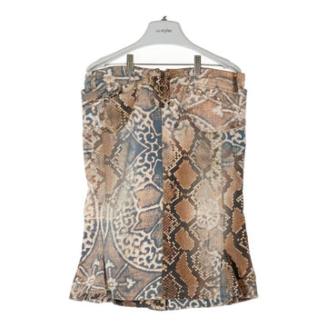 JUST Cavalli ジャストカヴァリ パイソン柄 金具ディテール スカート ブラウン size42 瑞穂店