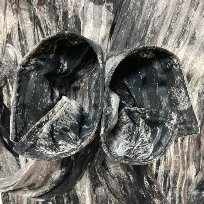 TORNADO MART トルネードマート シワ加工 ポリエステル 総柄シャツ 長袖 ブラック シースルー Size L 瑞穂店