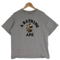 A BATHING APE アベイシングエイプ 1ST CAMO COLLEGE TEE カモ カレッジTシャツ プリント グレー Size L 福生店