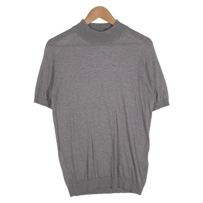 JOHN SMEDLEY ジョンスメドレー モックネック ショートスリーブ コットンニットセーター グレー 薄手 Size M 福生店