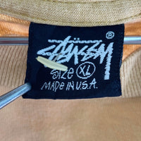 STUSSY ステューシー オールド 黒タグ ロゴ おじさん 両面プリント Tシャツ ベージュ sizeXL 瑞穂店