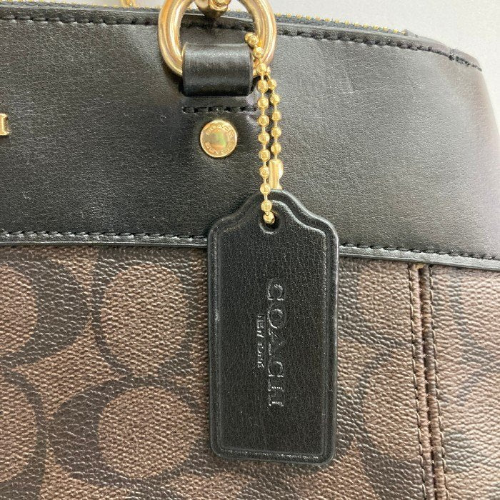 COACH コーチ F26139 シグネチャー 2way ミニブルック キャリーオール  ショルダー ハンドバッグ ブラック×ブラウン 瑞穂店