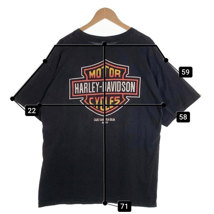Harley-Davidson ハーレーダビッドソン CABO SAN LUCAS BAJA MEXICO バー&シールド プリントTシャツ ブラック Size 2XL 相当 福生店