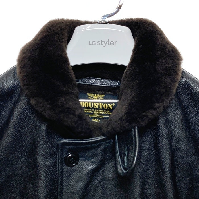 HOUSTON ヒューストン 8177 COW LEATHER N-1 DECK JACKET カウレザー デッキジャケット ブラック Size 44R 瑞穂店