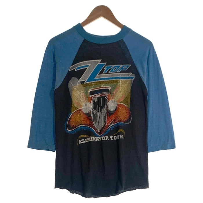 80's ZZ Top ズィーズィートップ Eliminator Tour 1983 ラグランスリーブ 七分袖 プリント Tシャツ ブルー ブラック Size M相当 福生店