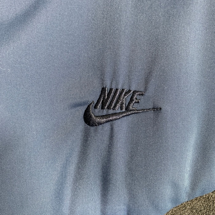 NIKE ナイキ スウェード切替 ポリエステル 中綿 ジップアップジャケット ブルゾン ネイビー ブラック カナダ製 Size XL 福生店