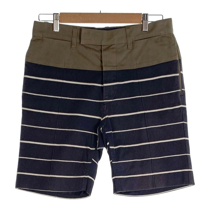 sacai サカイ 13SS Border short pants ボーダーショートパンツ コットン チノ切替 ネイビー 13-00407M Size 1 福生店