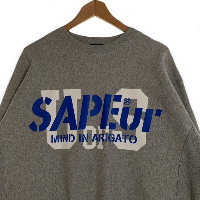 SAPEur サプール U OF S TIGER SWEAT タイガーバックプリント クルーネックスウェットトレーナー グレー Size XL 福生店