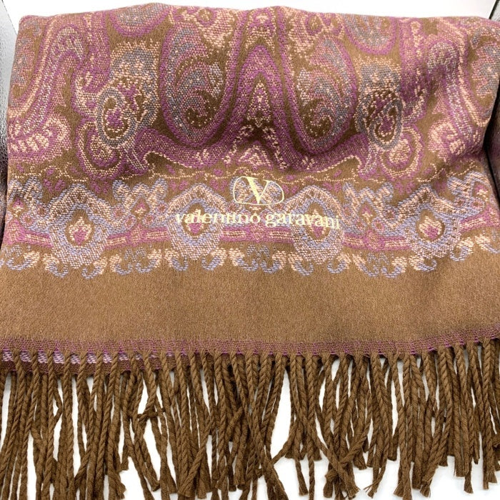 valentino garavani ヴァレンティノガラヴァーニ 大判マフラー ジャカード フリンジ ブラウン 福生店