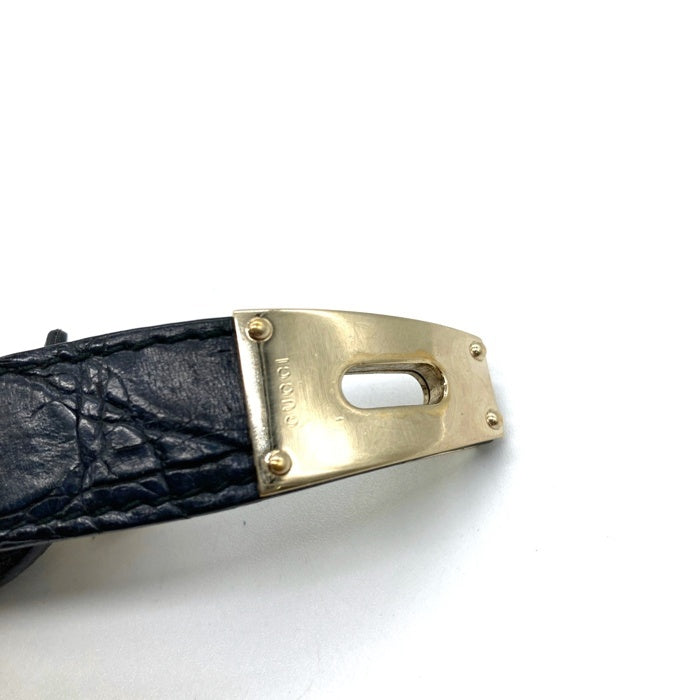 GUCCI グッチ レザーブレスレット ブラック ゴールド 137022 Size 腕回り19-20cm 瑞穂店
