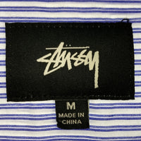 STUSSY ステューシー Big Button Stripe Shirt ビッグボタン ストライプシャツ ブルー sizeM 瑞穂店