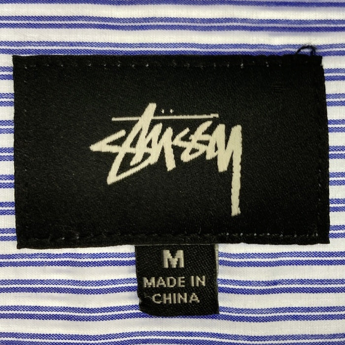 STUSSY ステューシー Big Button Stripe Shirt ビッグボタン ストライプシャツ ブルー sizeM 瑞穂店