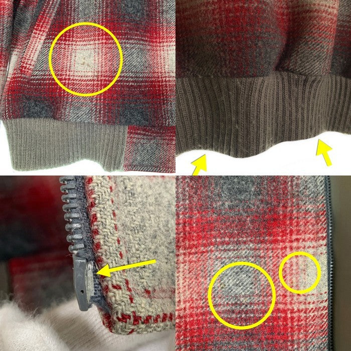 70`s PENDLETON ペンドルトン オンブレチェック  ウールジップアップジャケット レッド USA製 Size M 福生店