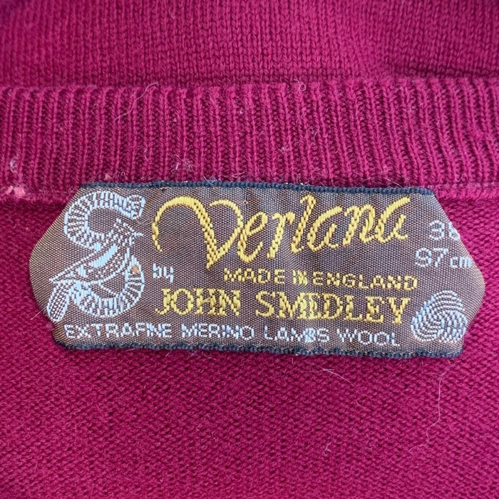 Verlana BY JOHN SMEDLEY ジョンスメドレー ウール Vネックセーター ボルドー イングランド製 Size 38 福生店