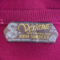 Verlana BY JOHN SMEDLEY ジョンスメドレー ウール Vネックセーター ボルドー イングランド製 Size 38 福生店