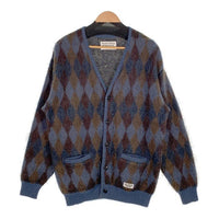 WACKO MARIA ワコマリア 21AW DIAMOND MOHAIR CARDIGAN アーガイル モヘアカーディガン ブルー Size M  福生店