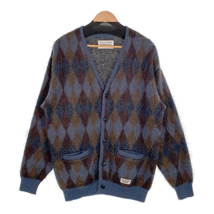 WACKO MARIA ワコマリア 21AW DIAMOND MOHAIR CARDIGAN アーガイル モヘアカーディガン ブルー Size M 福生店