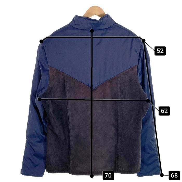 NIKE ナイキ スウェード切替 ポリエステル 中綿 ジップアップジャケット ブルゾン ネイビー ブラック カナダ製 Size XL 福生店