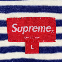SUPREME シュプリーム 15AW Striped Logo L/S Top ストライプドロゴ ロングスリーブTシャツ ブルー ホワイト ボーダー Size L 福生店