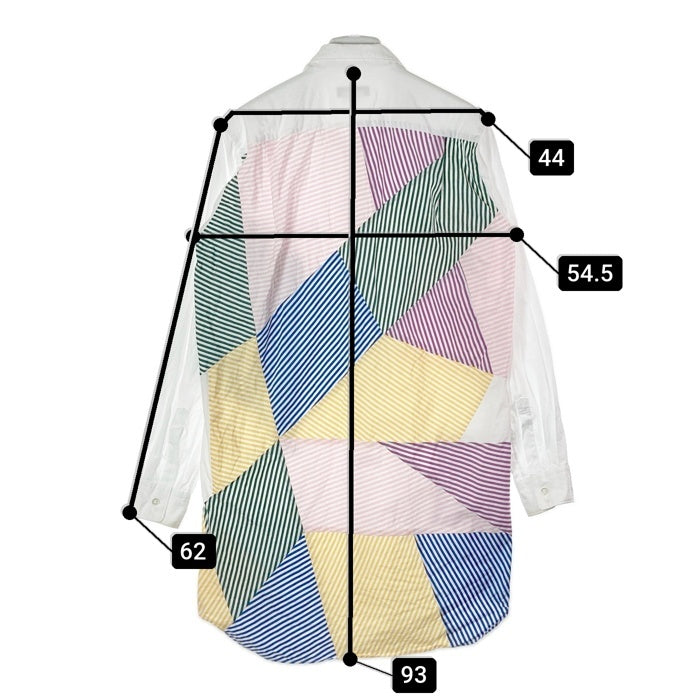 COMMEdesGARCONS HOMME PLUS コムデギャルソンオムプリュス PK-B010 23SS ストライプパッチシャツ ホワイト sizeS ※襟・袖にシミ 瑞穂店