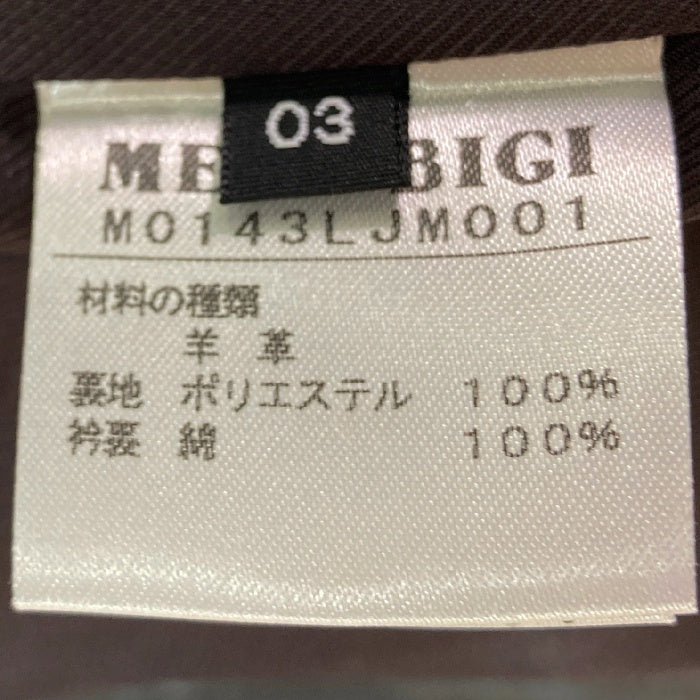 MENS BIGI メンズビギ M0143LJM001 スタンドカラー シングルライダース レザージャケット ブラック size03 瑞穂店