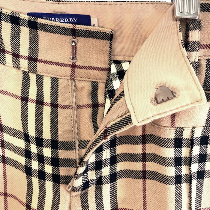 BURBERRY BLUE LABEL バーバリー ブルーレーベル FQF52-621 ノバチェック タック パンツ ベージュ size36 瑞穂店